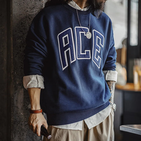 Casual Letter Embroidery Hoodie – Fleece Lined Collegiate Style Warm Sweatshirt